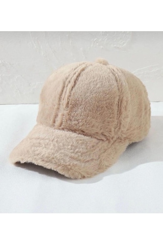 Kadın Kışlık Soft Peluş Kep Şapka Bej
