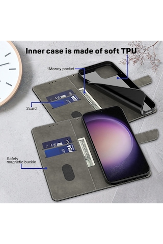 Samsung Galaxy Uyumlu S23 Fe İçin Pu Deri Telefon Kılıfı Cüzdan Standı 3d Desen Baskı Folyo Kapak Kayışlı