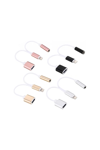 Apple Uyumlu iPhone 14-13-12-11 3.5mm Kulaklık Ve Şarj Dönüştürücü Siyah - Mh-hs0496003098