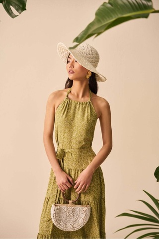 Mathilda Store Kadın Halter Yaka Midi Elbise