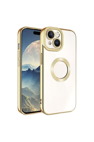 Apple Uyumlu iPhone 15 Plus Kılıf Kamera Korumalı Logo Gösteren Zore Omega Kapak