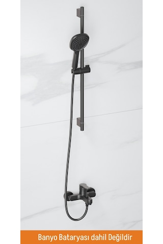 Adell Mode S Sürgülü Duş Seti Mat Siyah 3 Fonksiyonlu El Duşu Pvc Flex Hortum 157820224 Siyah