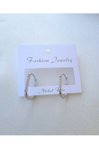 Dali Shop Sıralı Taşlı Dikdörtgen Küpe Gümüş