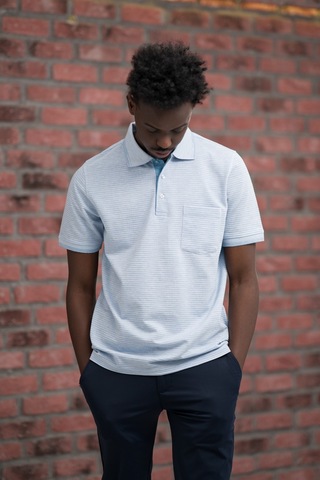 Advante Rahat Kesim Örme Dokumalı Cepli Polo Yaka T-shirt Mavi