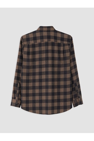 Lcwaıkıkı Classic Kahverengi Regular Fit Ekose Gabardin Erkek Gömlek