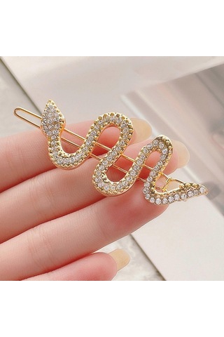 Kadınlar İçin Parıltılı Yapay Elmaslarla Şık Altın Yılan Saç Tokası Saç Dekorasyonu Partiler Ve Düğünler İçin Saç Tokası Gümüş Yapay Elmaslar Çok Renkli