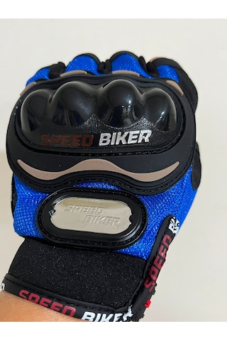 Speed Biker Kısa Parmak Yazlık Motosiklet Eldiveni Mavi Ce En 13594 Sertifikalı XL