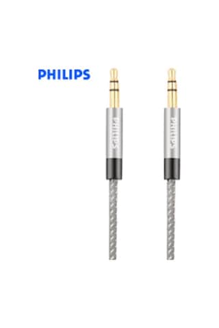 Philips Uyumlu Swr2114B Örgülü 3.5 Jack Aux Ses Kablosu Gri 1 Metre (488311859)