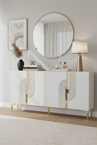 Ka1516 Meyra Konsol Ve Tv Sehpası 150cm Beyaz-gold