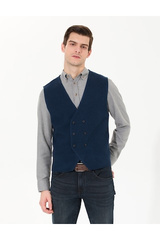 Pierre Cardin Erkek Lacivert Melanj Triko Yelek 50263176-vr120 Lacivert