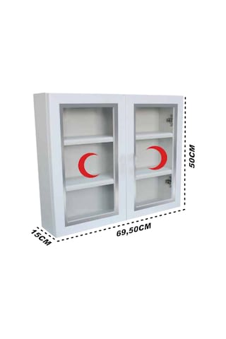Çelik Ayna Çift Kapaklı Büyük Ecza Dolabı İlk Yardım Dolabı 846