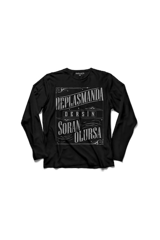 Deplasmanda Dersin Soran Olursa Uzun Kollu Tişört Baskılı Çocuk T-shirt 001