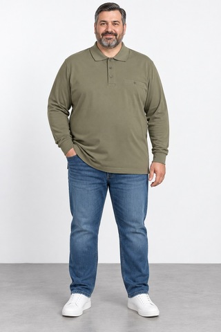 Bihan Store Erkek Battal Boy Petekli Uzun Kol Sweat 26k-116-haki