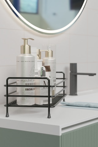 Zabata Paslanmaz Metal Çok Amaçlı Banyo, Mutfak Rafı Kozmetik , Takı Düzenleyici Organizeri Siyah