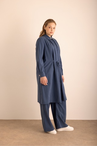 Aker Lacivert Beli Bağcıklı Cotton Tunik Lacivert Lacivert