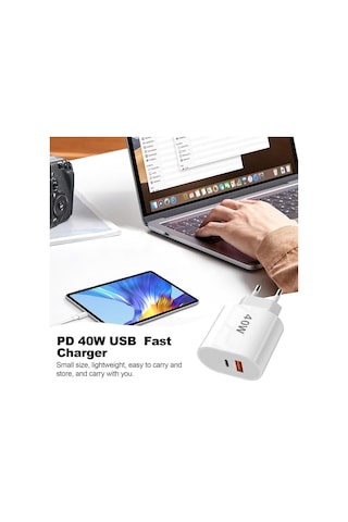 Tonex 40w Usb-a + Type-c Pd Çıkışlı Type-c To Lightning Kablolu Şarj Aleti Beyaz
