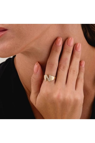 Altın Harfli Yüzük T12941 Renkli