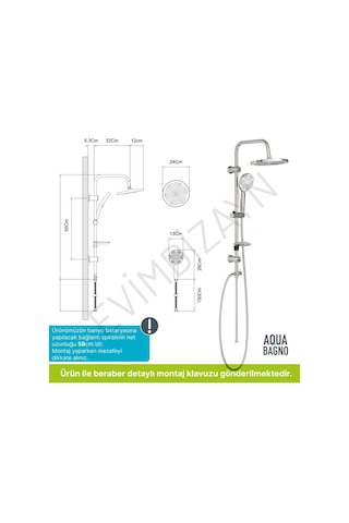 Aqua Bagno Largo - Tepe Robot Duşu Seti - Krom