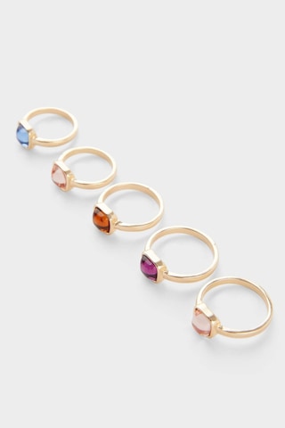 Defacto Kadın 5li Taşlı Gold Yüzük F6621axnsgd1 Çok Renkli