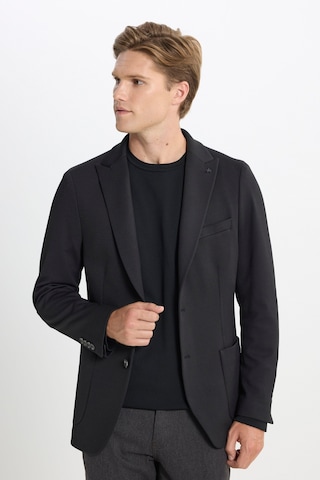 Ac&co Erkek Sıyah Slim Fit Dar Kesim Kırlangıç Yaka Desenli Torba Cepli Ceket Siyah