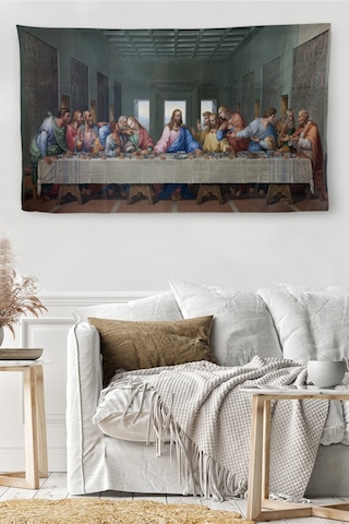 Harita Sepeti Duvar Örtüsü Halısı Son Akşam Yemeği Leonardo Da Vinci Kaliteli Kanvas Kumaş-4066-65 X 40