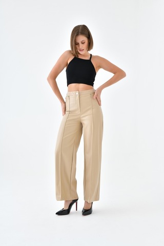 Ftz Women Kadın Deri Pantolon Beige 30634-beige Bej