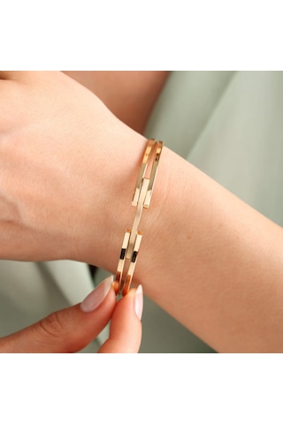 Altın Kaburga Kelepçe Çift Kol Tek Sıra