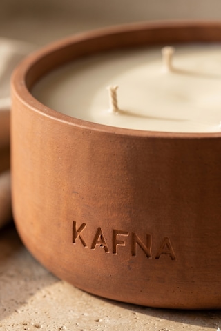Kafna Tarçın & Vanilya Kokulu Büyük Boy Dekoratif Beton Mum - %100 Soya Wax Kiremit