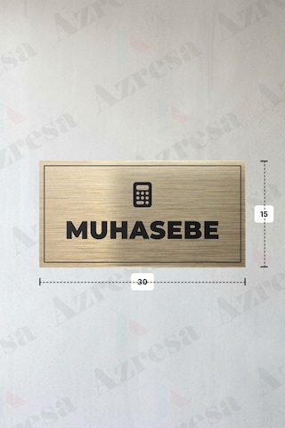 Muhasebe Yazılı - Metal - Gold Renk - Kapı İsimliği - 30x15 Cm