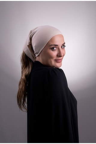 Bej Pratik Hazır Geçmeli Iç Bone Viskon Kumaş Dikişsiz Boru Bone Bej