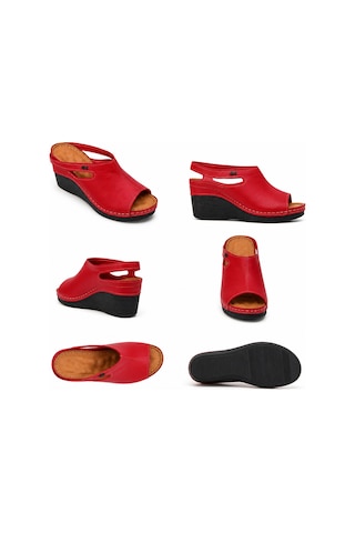 N Napa Shoe Np.1001.kırmızı.deri Terlik
