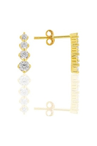 Gümüş Altın Yaldızlı Zirkon Taşlı Işıltılı Ikili Set