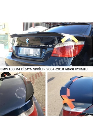 BMW E60 M4 Spoiler, Eski 5.20 2004 2011, Parlak Siyah Boyalı