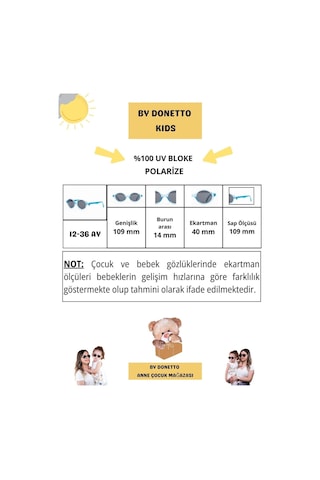 Yeni-unisex 12-36 Ay Polarize Ve Uv Korumalı Mavi Çocuk Güneş Gözlüğü Mavi