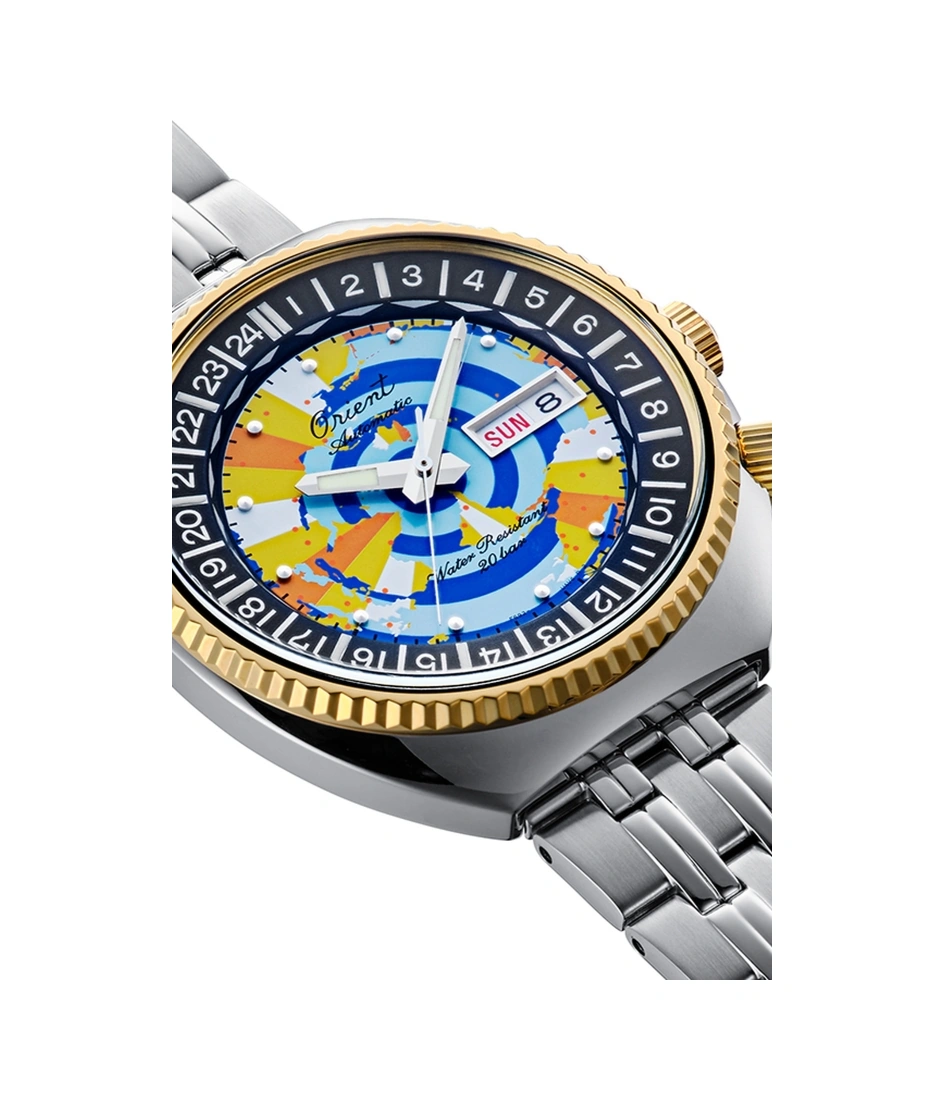 Orient World Map Ra-aa0e08y39b Limited Edition Otomatik Çelik Gri 20 Atm 44 Mm Erkek Kol Saati Gri