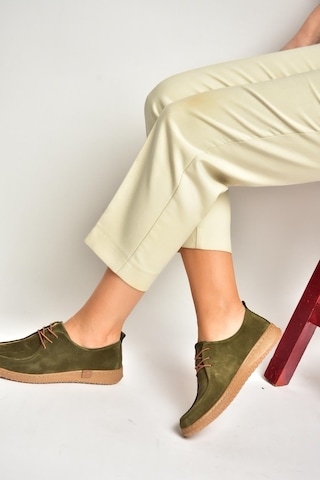 Fox Shoes Y555323002 Haki Hakiki Deri Süet Günlük Kadın Ayakkabı