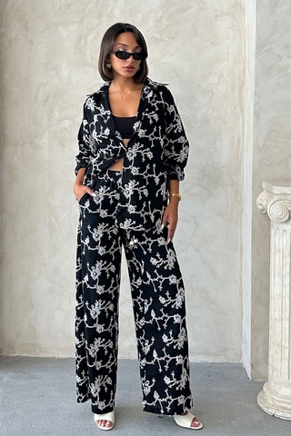 Verymoda Süzüne Nakışlı Pantolon F1927 Siyah