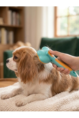 Basmalı Otomatik Temizlenen Kedi Köpek Tarağı - Masaj Etkili Evcil Hayvan Tüy Toplayıcı Fırça