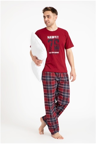 Erkek Baskılı Pijama Takımı Kısa Kollu 2170-K (548692083) Bordo