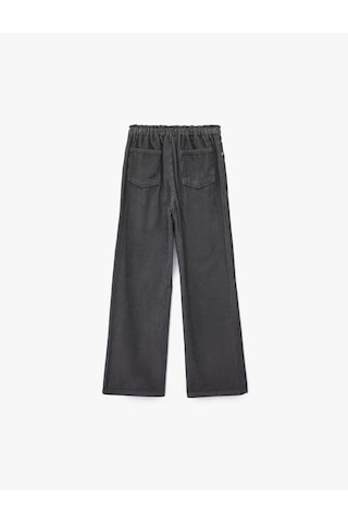 Koton Pamuklu Yüksek Bel Bağcıklı Geniş Paça Pantolon Gri 6wkg40024aw Gri
