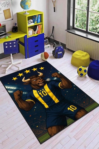 Sarı Ve Lacivert Kaymaz Kadıköy 10 Numara Taraftar Halısı Vh146 Sarı - Lacivert