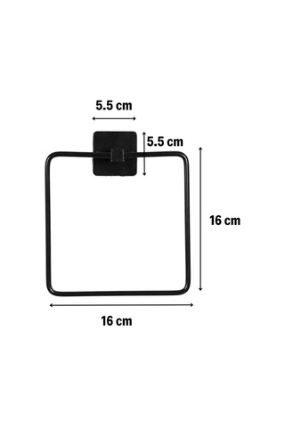 Ollevra Kendiliğinden Yapışkanlı Siyah Paslanmaz Metal Kare Havluluk Siyah