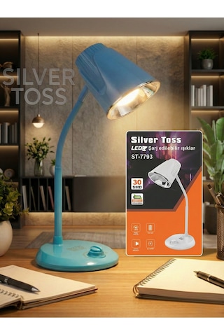 St-7793 Şarjlı Led Masa Lambası - 3000mah Bataryalı, 3 Renk Modlu Ve Dimmerli Esnek Çalışma Işığı Mavi