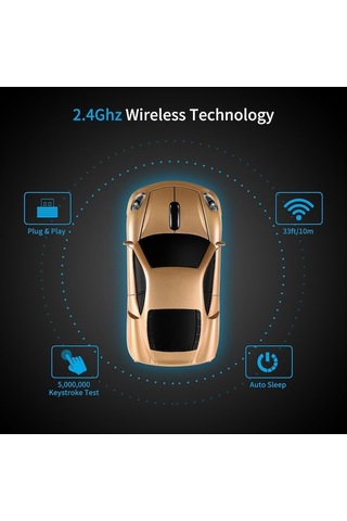 Fastbuy Özellikler: Kabloсыz Araba Şeklinde Ergonomik Optik Fare, Usb 2.4g Mini Alıcı, Windows Dizüstü Mac Kullanıcılar İçin,