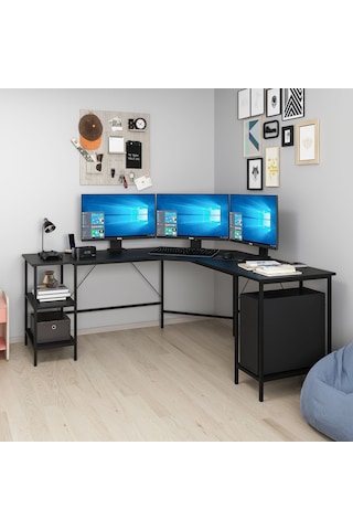 Minar Power L Köşe Çalışma Masası - Siyah