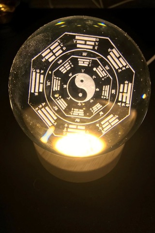 3d Led Işık Cam Küre Tek Renk Gece Lambası Yin Yan 8 Cm Mega Boy Çok Renkli