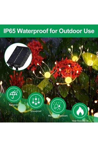 Yunboo Güneş Enerjili 8 Ayağlı Atkı Işığı - 2 Adet, Islak Beyaz Işık, 8-12 Saat Çalışma Süresi, Toplam Yükseklik 37cm, Abs Malzeme