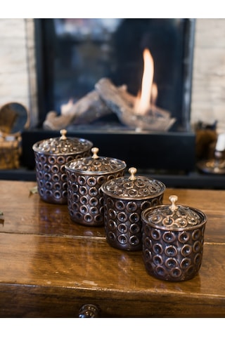 Bakır Baharat Takımı Gamzeli Model Oksitli Renk 4 Oksit Bakır