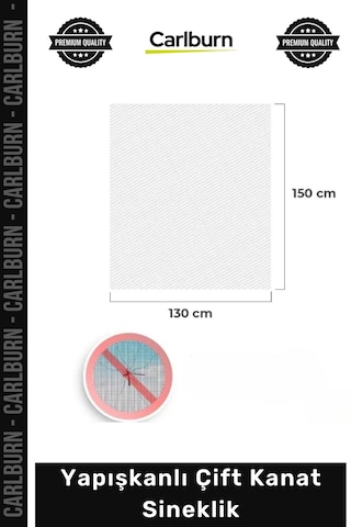 Çiftkanat 130x150 Cm Pratik Kolay Montaj Pencere Kapı Tül Koruyucu Yapışkanlı Çift Kanat Sineklik