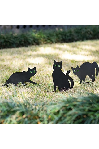 3'lü Kedi Figürü Zemin Dekorasyon Seti 2d Gerçekçi Yansıtıcı Gözlü Yavru Kedi